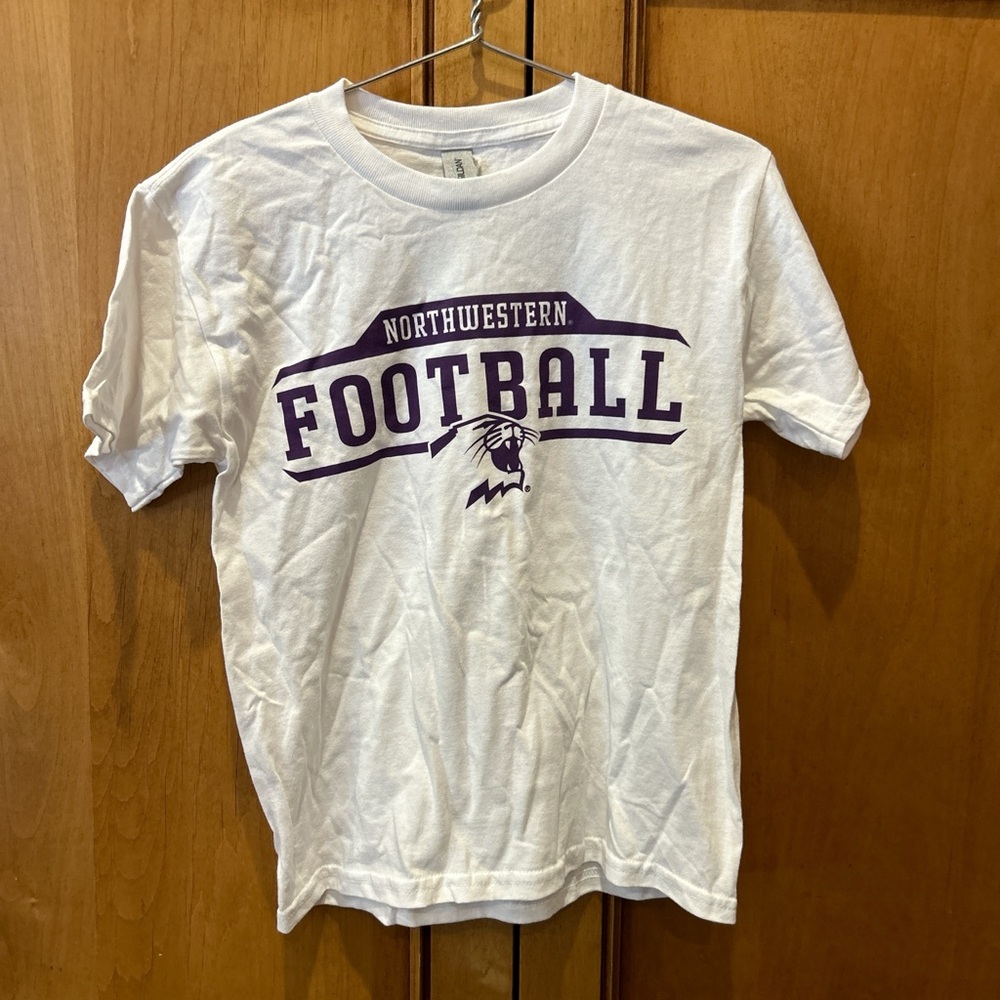 100% cotton Northwestern football white t shirt